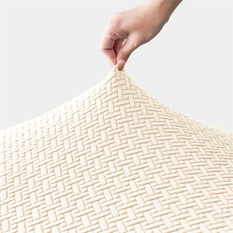housse chaise tissu jacquard polyester moderne beige clair protection salle manger universelle adjustablewashing slipcover