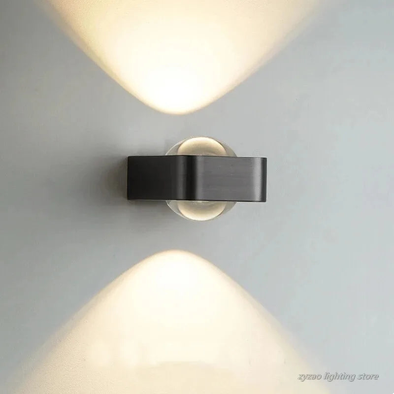 appliques murales modernes deux led noir doré éclairage cuisine chambre minimaliste fixées mur