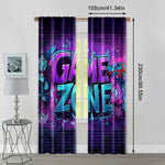 rideaux deux pièces graffiti game zone briques violet turquois rouge blanc urbain