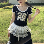 jupe lolita vintage blanche gris rouge élastique dentelle transparente plissée été junior femme