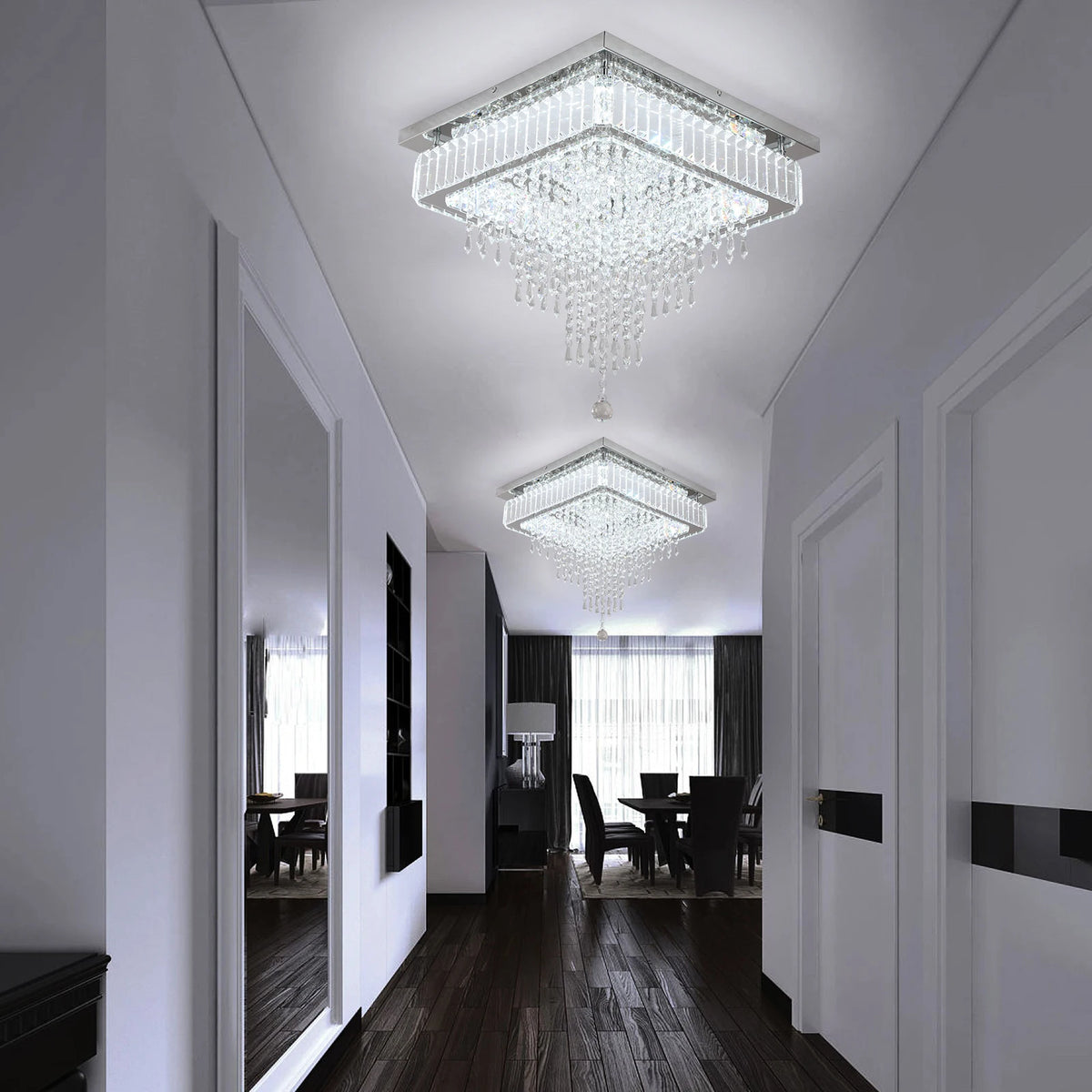 lampe suspendue cristal moderne élégant luminaire led transparent salon chambre salon luxe