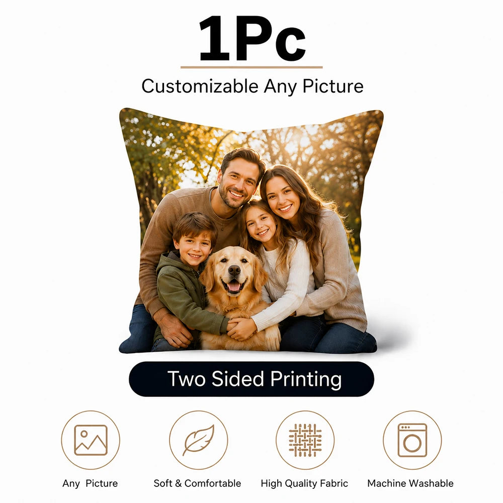 coussin personnalisé photo famille animaux moderne 30x30cm 40x40cm 45x45cm polyester double face déco