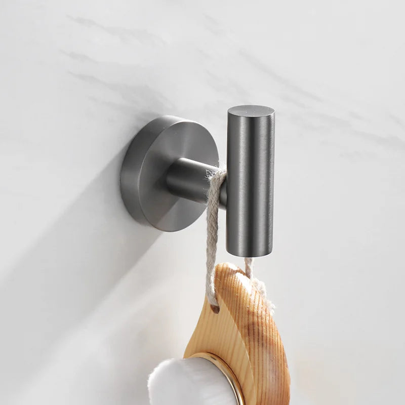 ensemble quincaillerie bain moderne porte serviettes porte rouleau papier toilette crochet mural gris métallisé