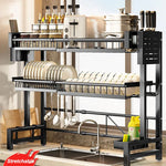 étagère cuisine noire moderne fixée mur extensible rangement assiettes ustensiles porte savon