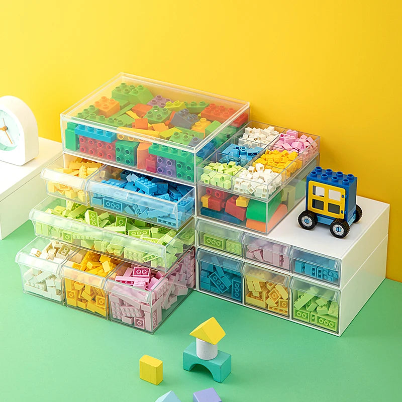 boîtes rangement jouets blanc transparent modernes réutilisables respectueux environnement cosmétiques articles divers poignées noires