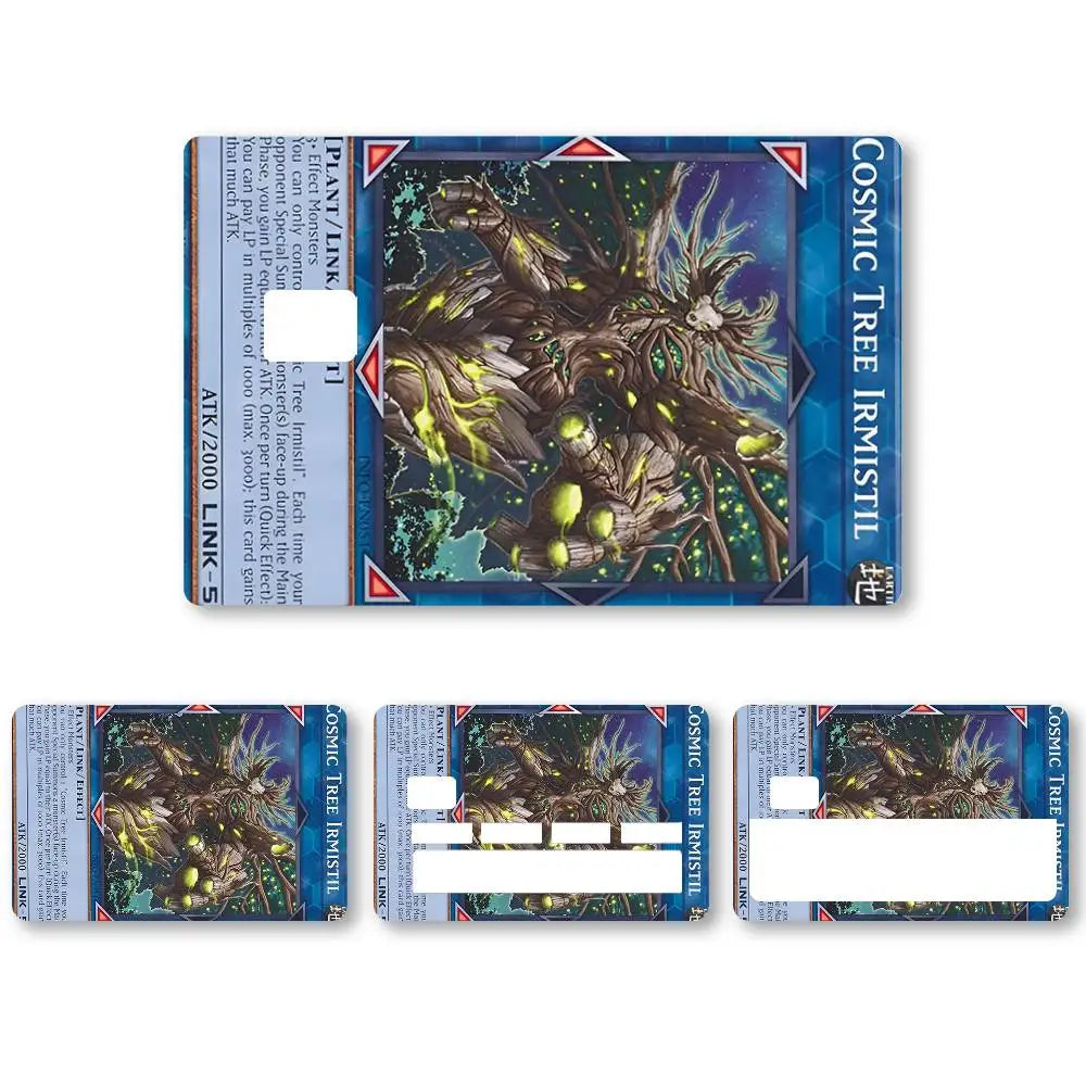 autocollants décoratifs yuGiOh personnages illustrations carte collection bleu rouge jaune adhésif opaques art anime