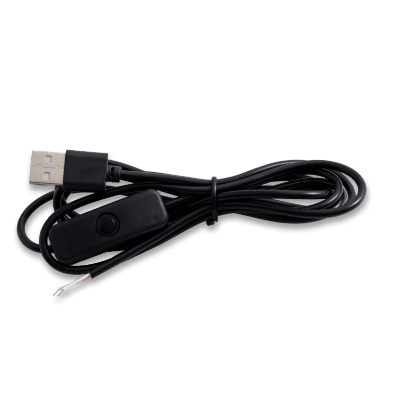 câble usb noir blanc 5v 15m connecteur usb male bouton on off deux cables