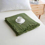 couverture coton carreaux marron simple opaques maison lit canapé châle plaid