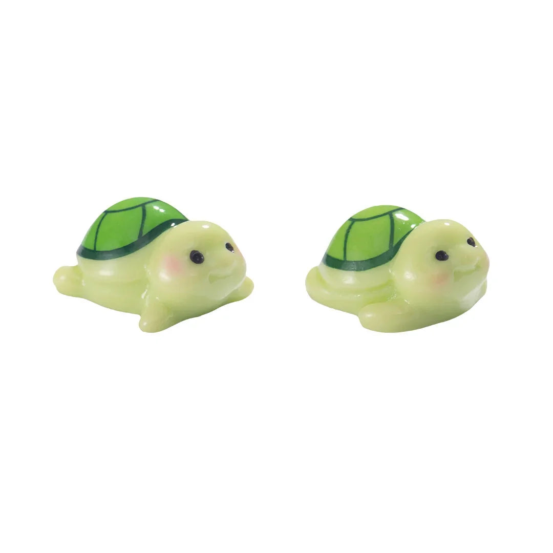 ornements miniature tortues résine vert jaune rayures cartoon coquilles galets feuilles lotus 14+