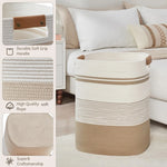 panier linge blanc rayures moderne poignées cuir tassel réutilisable polyester chambre salon