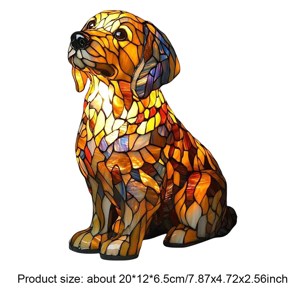 veilleuse lampe poser résine multicolore mosaïque art deco animal compagnie chambre