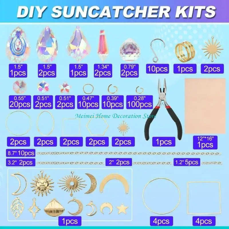 kits diy cristaux irisés suncatchers bijoux bohèmes dorées étoiles lunes