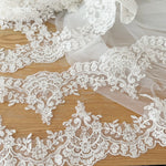 dentelle blanche floral ajourée rayonne nylon organza élégante mariage deco écologique 10cm large translucide