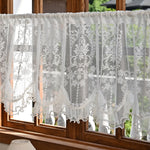 rideau blanc broderie florale dentelle translucide classique romantique cuisine chambre taille 100x55 cm