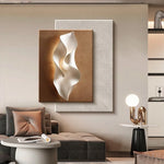 tableau abstrait contemporain mural led blanc gris marron clair ondulé mat éclairage minimaliste chambre