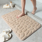 tapis bain antidérapant gris clair galets texture moderne 40x60cm couloir salle douche