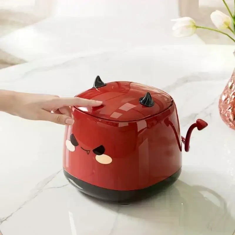 poubelle décorative pot sucre rouge visage mignon cornes noires moderne cartoon