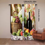 rideaux polyester fleurs fruits classiques beige rouge vert blanc pastorales