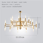 lampe suspendue moderne noir doré tubes transparents structure métallique scandinave led