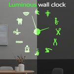horloge murale moderne argent noir doré lumineuse icônes médicales adhésive grande salle manger chambre