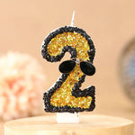 bougies forme chiffres paillettes dorées or noir festives anniversaires tringles