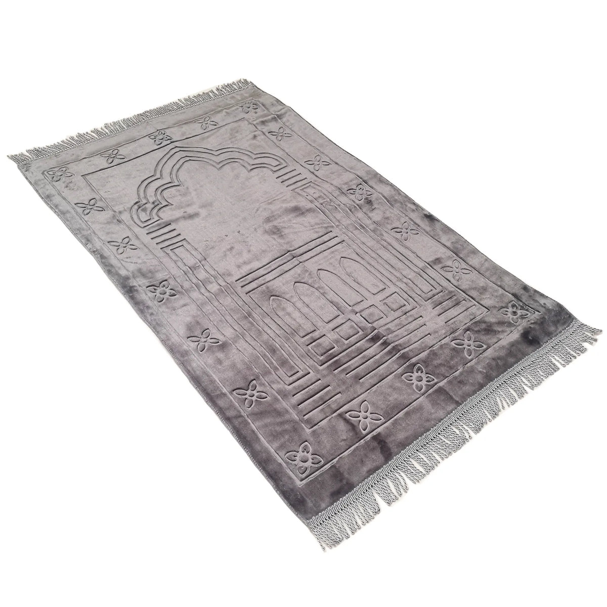 tapis prière polyester velours motifs géométriques floraux gris bleu vert violet moderne élégant İslam