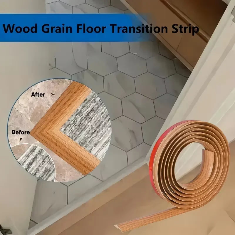 bande transition sol auto adhésive grain bois moderne 1m 2m 3m brun clair gris