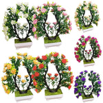plantes artificielles bonsaï violet rose blanc jaune rouge pot carré mousse verte décoration intérieure