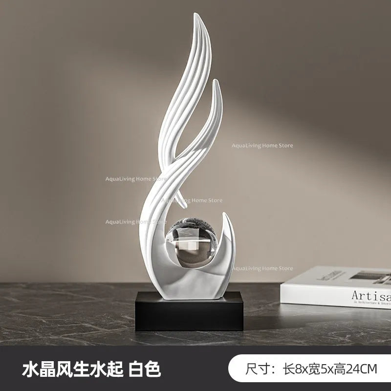 sculpture décorative résine blanche or contemporaine cristal transparent base opaque minimaliste fixée plateau