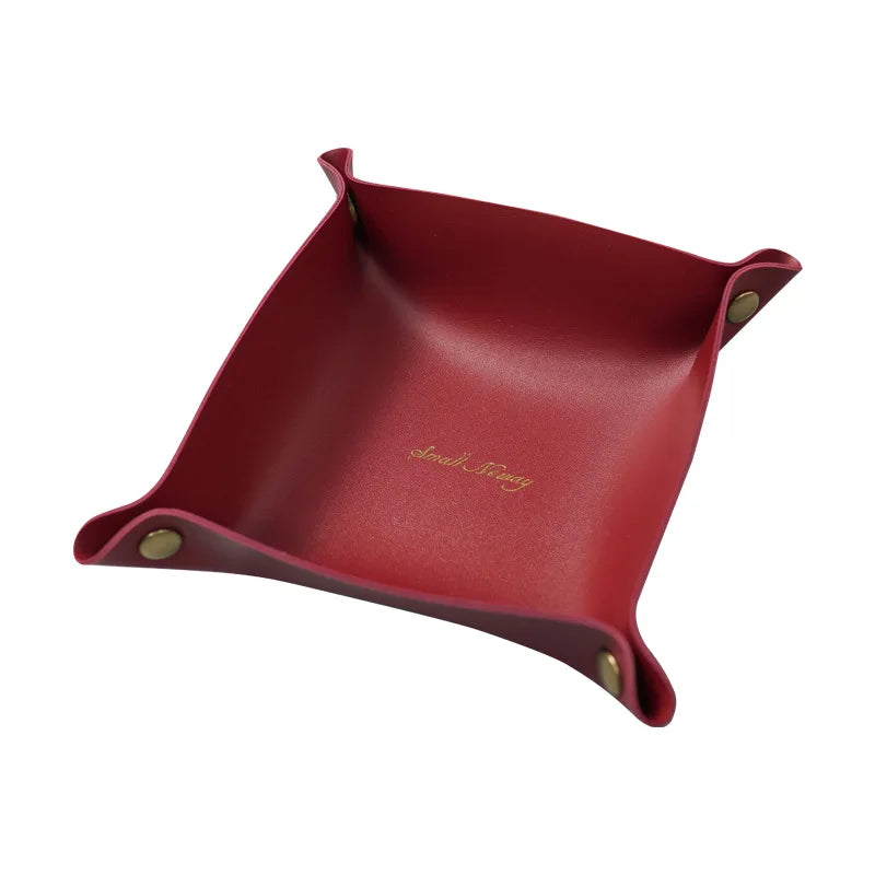 plateau rangement pliable simili cuir moderne rouge noir beige rose gris vert orange bleu