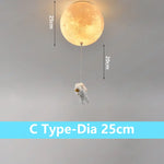 suspension lumineuse moderne astronautes lune blanc doré acrylique métal toucher interrupteur led 18cm 20cm