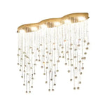 lampe suspendue moderne transparente cristal dorées élégante gouttees 100w 24v led