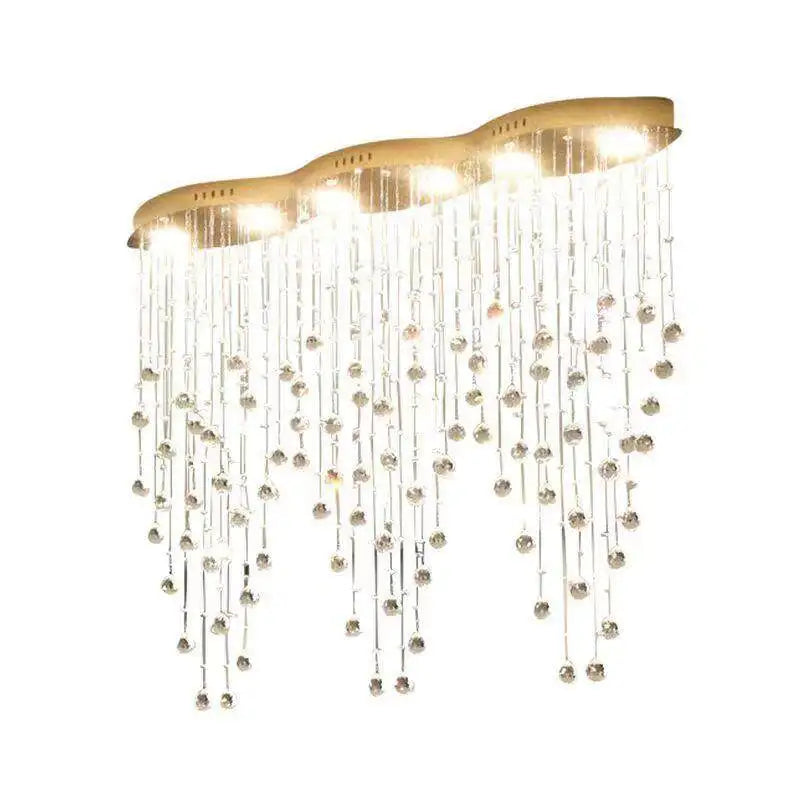 lampe suspendue moderne transparente cristal dorées élégante gouttees 100w 24v led