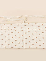 sac rangement lit bébé coton coeurs dorés gris simple double poche fixation ruban