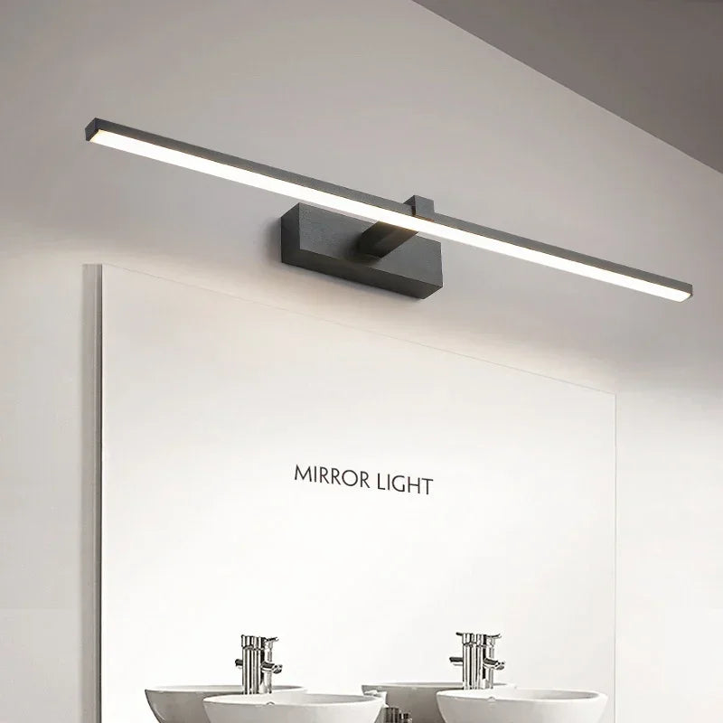 lampe miroir postmoderne noir mat fixée mur éclairage led moderne 60cm 80cm 100cm