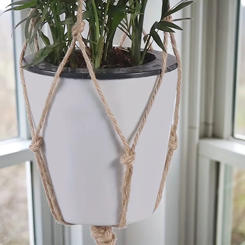 support plante suspendue macramé boho fibre végétale beige artisanalintérieurextérieur