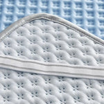 tapis lit doux bleu clair texture pointillée moderne adhésif lavable été coton polyester chambre