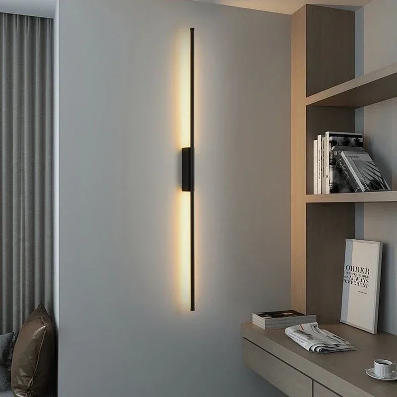 lampes murales led modernes minimaliste noir blanc chaud 60cm 80cm 100cm chambre cuisine salle