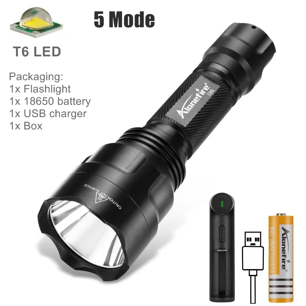 lampe torche led rechargeable 10w intense noire texturée modernisée camping