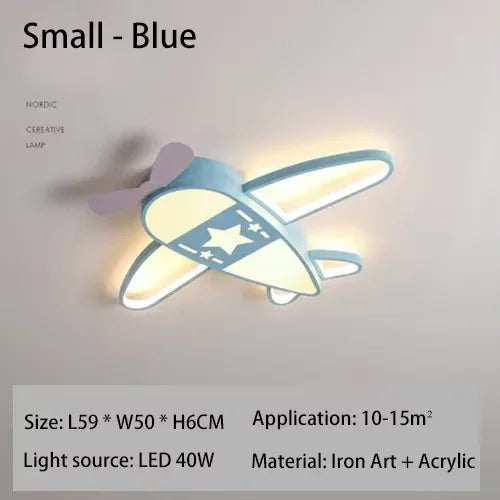 lampe suspendue avion forme moderne enfant blanche brun chaînes led salon chambre
