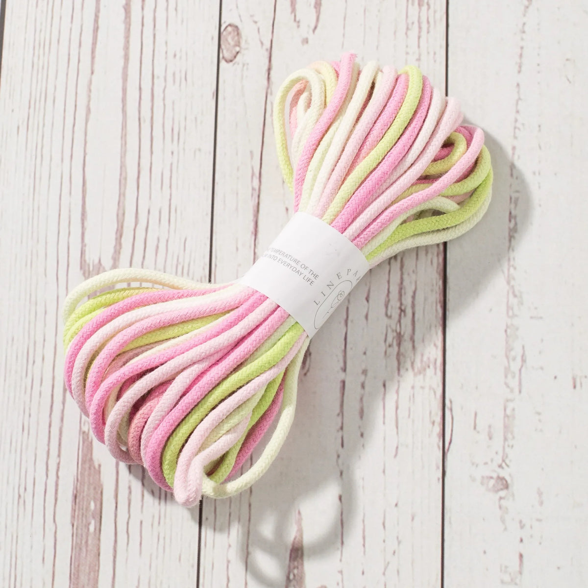 cordelette coton 3mm rayures rose blanc bleu clair verte haute ténacité écologique texturée étiquette