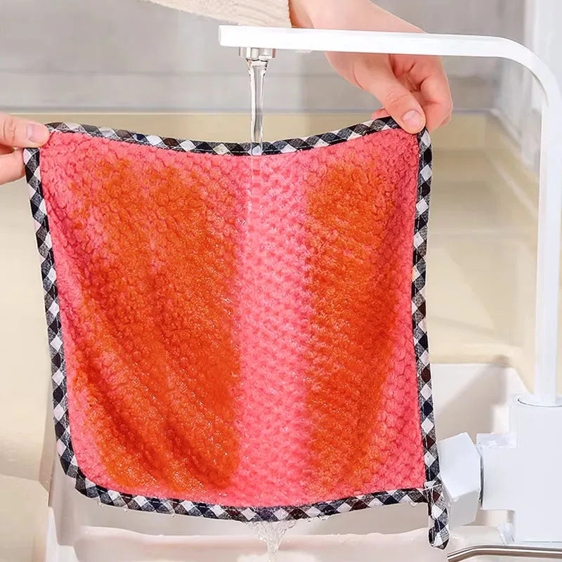 serviette cuisine microfibre absorbante rose bleu nettoyage vaisselle ménager douce pratique lot