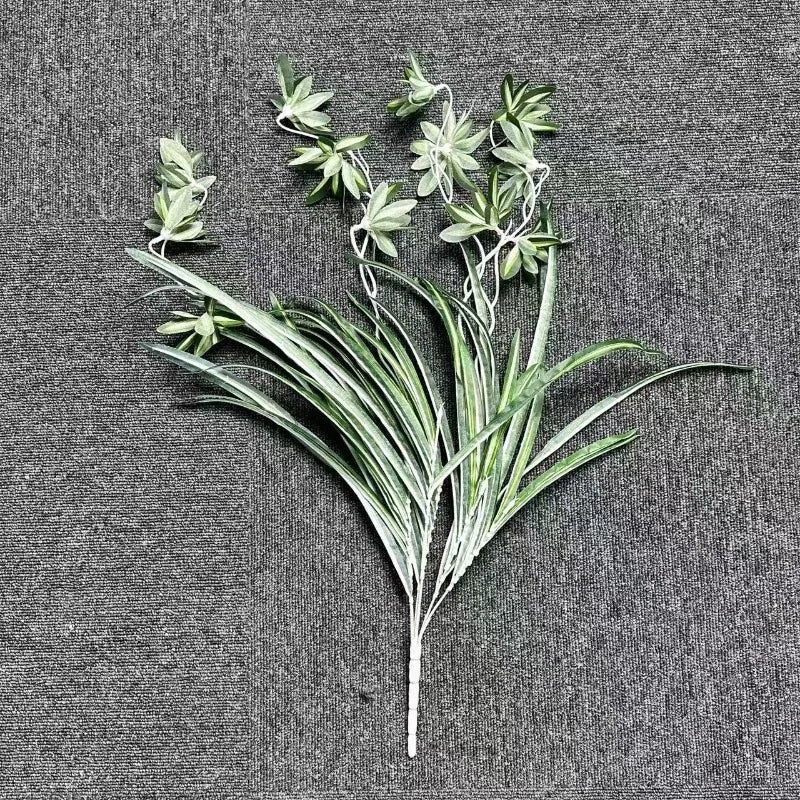 plantes artificielles vertes pots ceramique decoratives feuilles rayees intérieur decoration maison six pieces