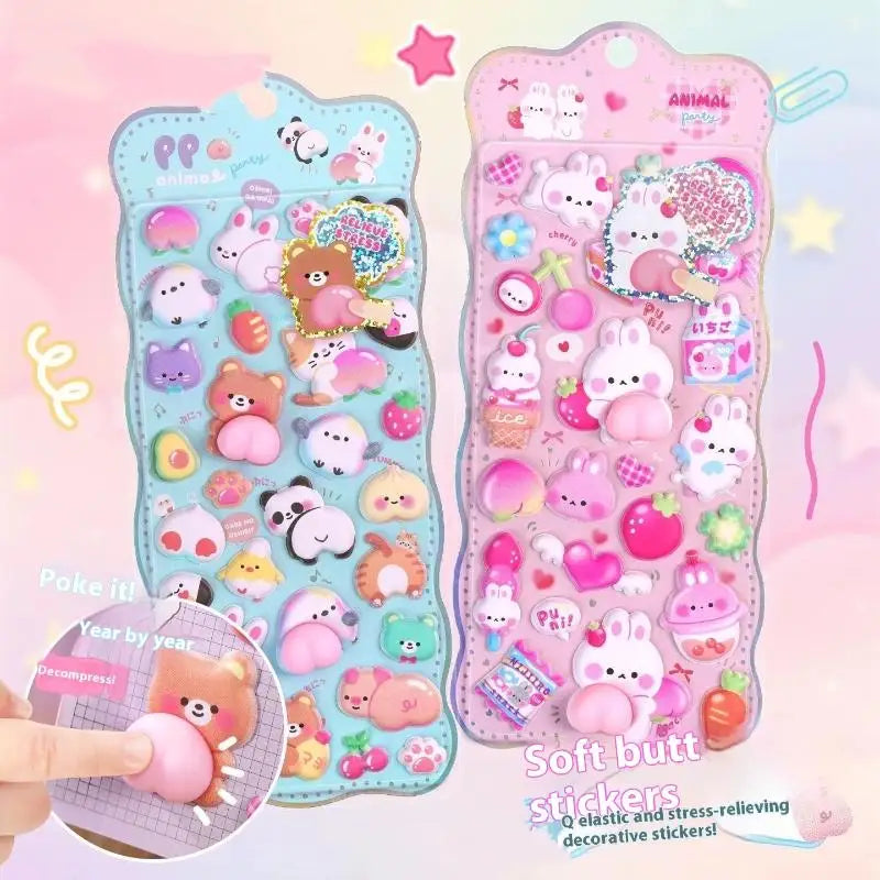 sticker kawaii animal fruit mignon adhésif rose blanc ours chat lapin fleur cœur jeunes