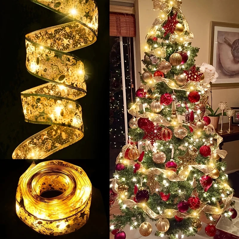 ruban lumineux or blanc multicolore étoiles motifs floraux décoratif festif 10m 5m 2m 100led