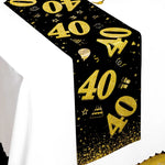 table chemin noir doré anniversaire fête confettis étoiles chiffres polyester occasionnelle thème festive