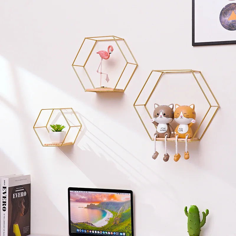 étagère murale hexagonale or moderne étagère murale noire métal étagère murale beige scandinave étagère