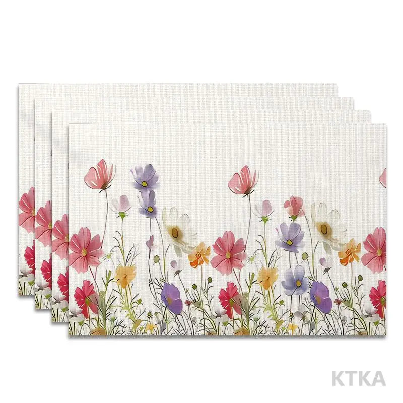 tapis table moderne floral multicolore blancs variés thème saisonnier 45x30cm