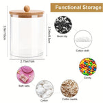 pot coton tige transparent moderne boite rangement couvercle bois respectueux environnement minimaliste organiser
