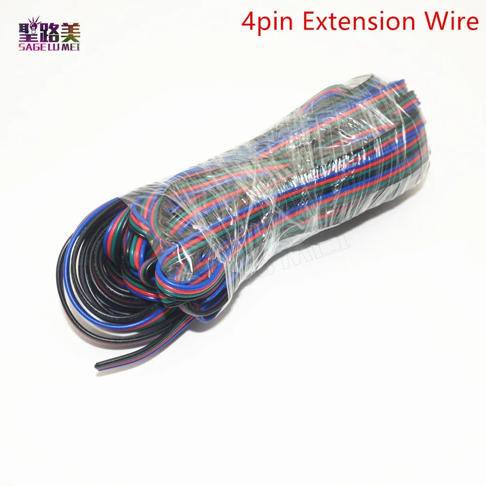 câbles extension led 2pin 3pin 4pin 5pin 6pin 5m 10m rouge noir blanc bleu